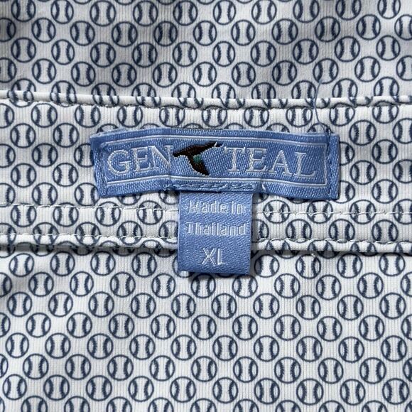 GenTeal Golf Polo Shirt Mens Sz XL White Baseball Print Short Sleeve Duck Logo - Picture 6 of 10